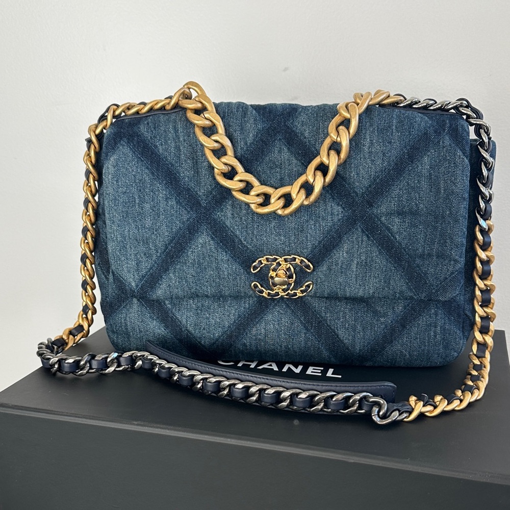 Chanel 19 Bag Denim Shoulder Bag Large